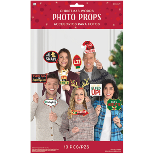 Christmas Words Signs Photo Props Kit Foil Hot Stamped