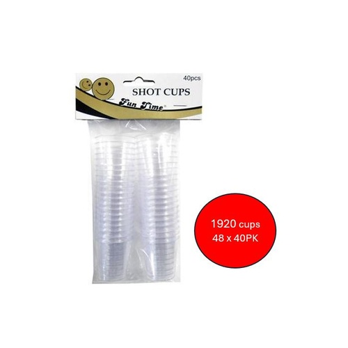 CTN 1920 Fun time Shot Cups 25ml Clear 48 x 40PK