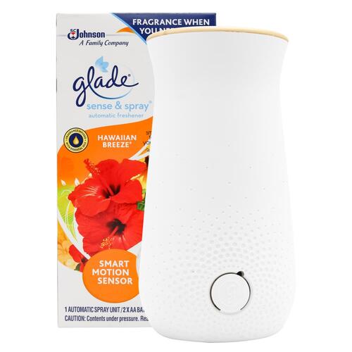 Glade Automatic Air Freshener, Sense and Spray Starter Kit, Hawaiian Breeze Fragrance, Sense and Spray Unit plus 1 Refill, 12g