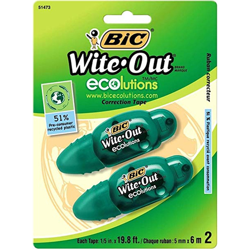 Bic Wite Out Correction Tape 5mm x 6m 2pk
