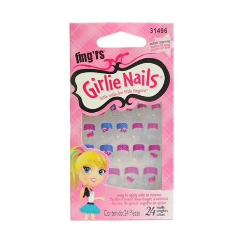 Fing'rs Girlie Nails Little Nails For Little Fingers Pow Zap 24pk # 21496