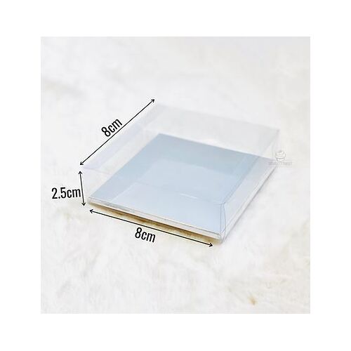 Clear PVC Gift Box With Silver Base 8x8x2.5 cm 20pk