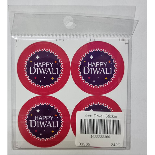 Happy DIWALI 24x Stickers 4cm (4 stickers Per Sheet x 6 Sheets)