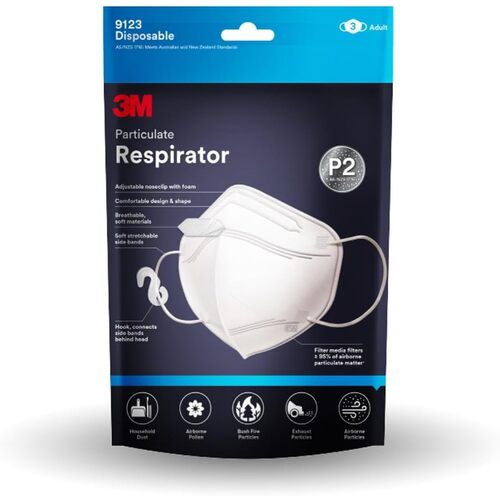 3M P2 Respirator 9123 Disposable Face Mask 5PK