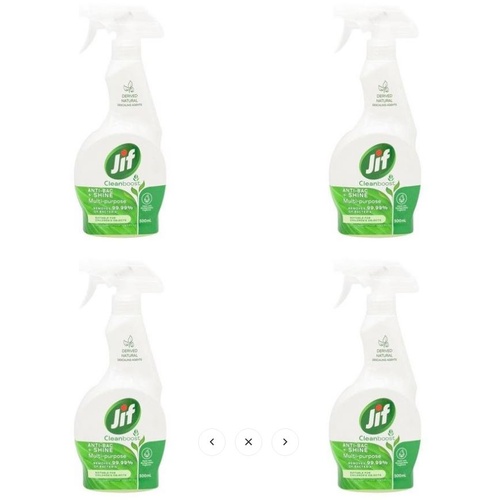 Jif Anti-Bac & Shine Multi-Purpose Spray Home Kitchen/Bathroom Cleaner 500ml x 4
