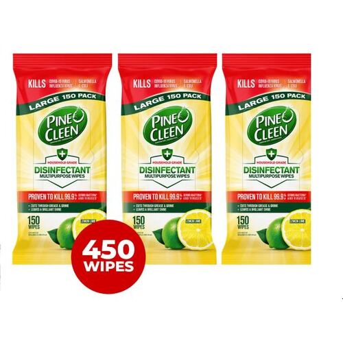 Pine O Cleen Disinfectant Multipurpose Wipes Lemon Lime 450Wipes