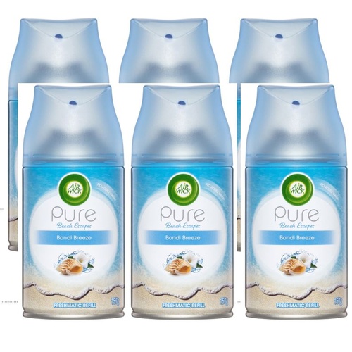 6 x Air Wick Pure Beach Escapes Bondi Breeze Air Freshener Refill 157g