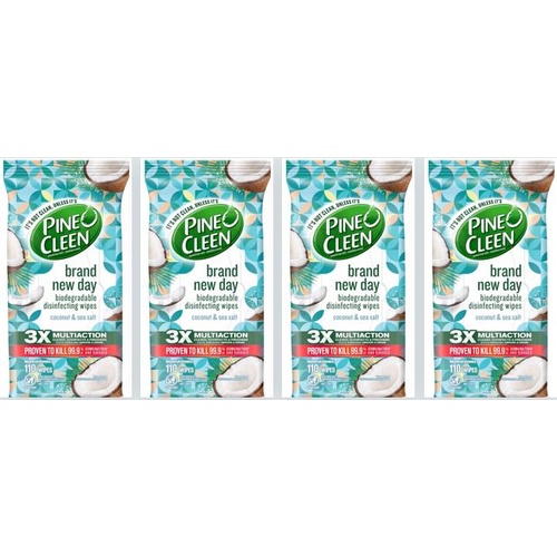 4 x Pine O Cleen Disinfectant Surface Wipes Coconut 110 Pack