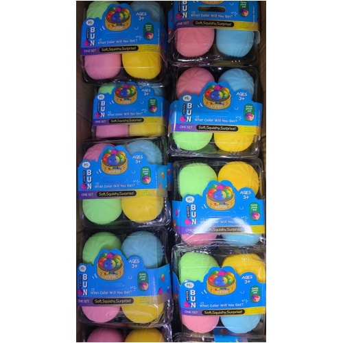 CTN 12 x Squishy Squeeze - Dumpling - 5.5cm - 4pk - Assorted Colours