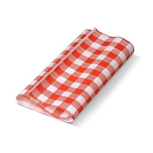 Greaseproof Paper Gingham Red 190 x 300mm - 200 Sheets/Ream