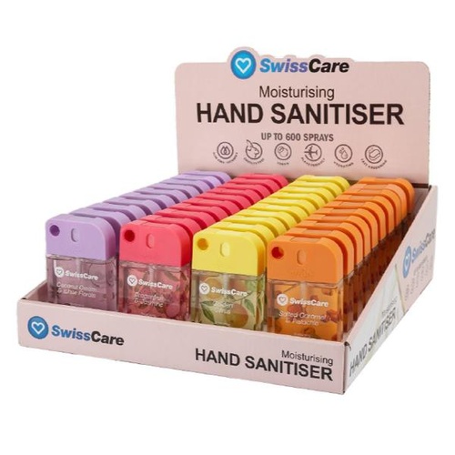 CARTON 40 x Swisscare Moisturising Mist Hand Sanitiser With Silicone Case 45ml
