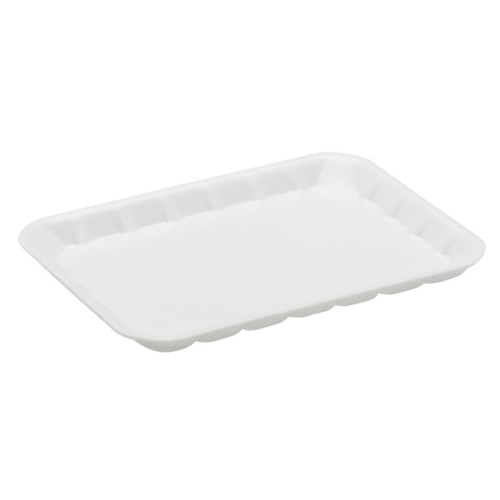 1000PC/CTN Foam Tray  Shallow 7" x 5" White 