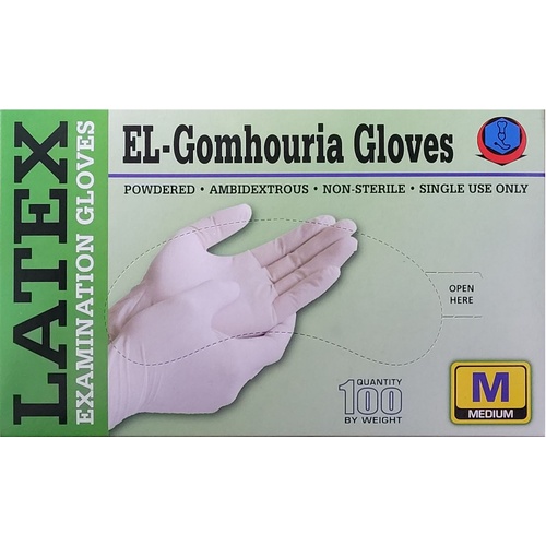 El-Gomhouria Latex Powdered Gloves Medium Pack 100