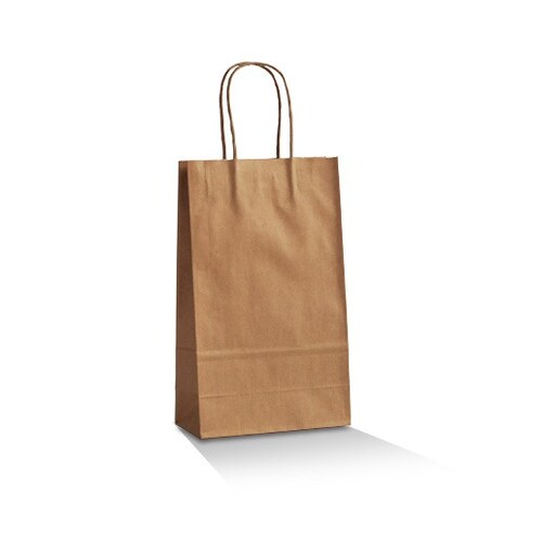 500pk Takeaway Brown Kraft Paper Bag Small Twist Handle
