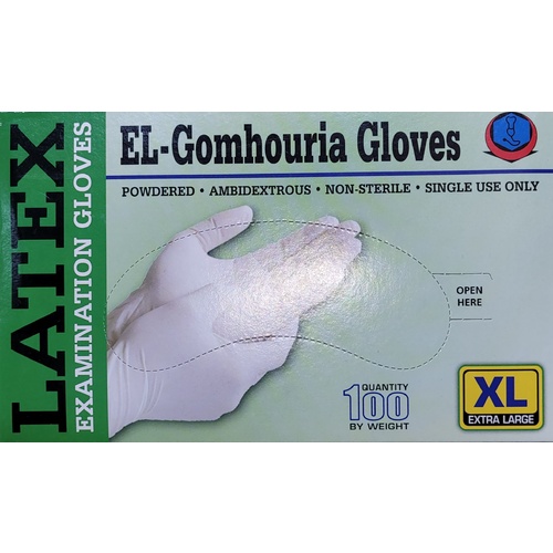 El-Gomhouria Latex Powdered Gloves Extra Large Pack 100