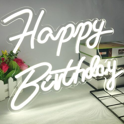 Happy Birthday Neon Sign Dimmable Neon Happy Birthday Sign 16.5x12 in Happy Birthday Neon Light Sign Neon Light Sign for Birthday Party Decoration USB
