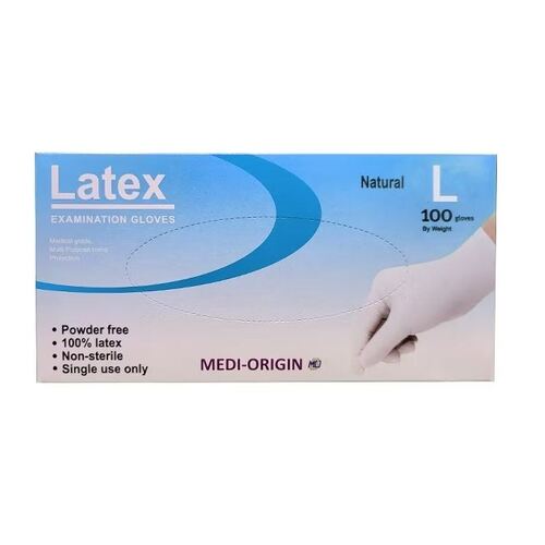 Medi-Origin Latex Gloves Powder-Free White Large 100pcs