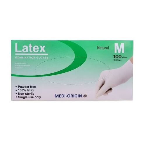 Medi-Origin Latex Gloves Powder-Free White Medium 100pcs