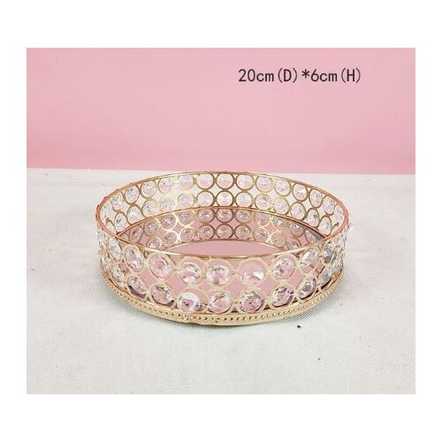 Crystal Mirror Cake Tray Round Gold 20cm 8"