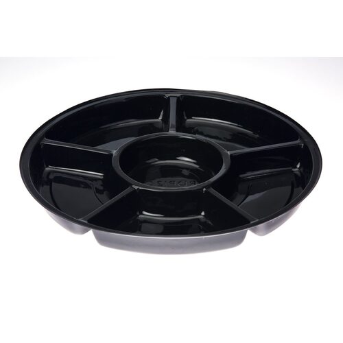 1 x 10" 6 Compartment Round Platter (Black) 26cm