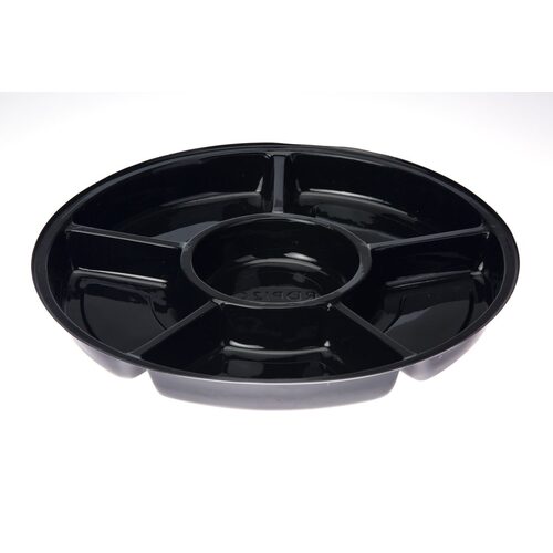 1 x 10" 6 Compartment Round Platter (Black) 
