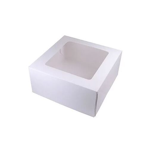 100 x Cake Box With Window 10x10x2.5 White POP OPEN