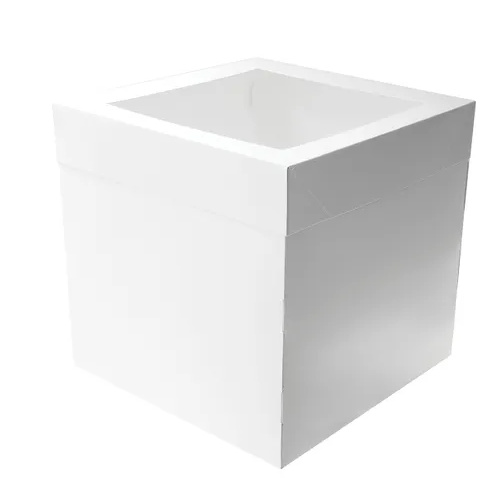 10 x Mondo White Cake Box Square With Window 12inx12inx12in