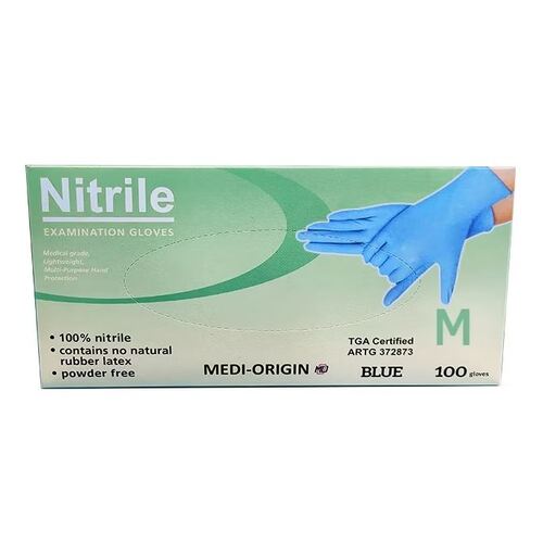 Medi-Origin Blue Nitrile Glove Medium 1000/CTN - TGA