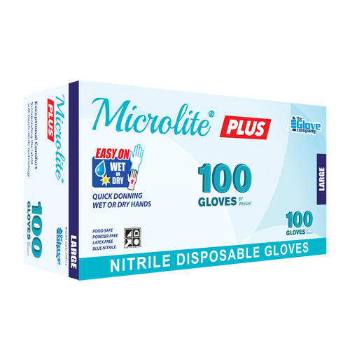 Microlite Plus Nitrile Blue Gloves Large 1000/CTN