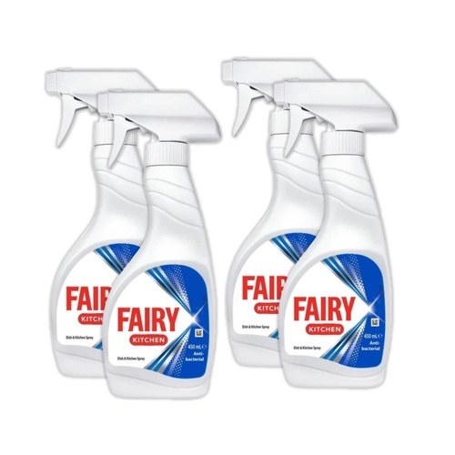 4x Fairy Kitchen Dish & Kitchen Surface Cleaner Spray Antibacterial 450ml