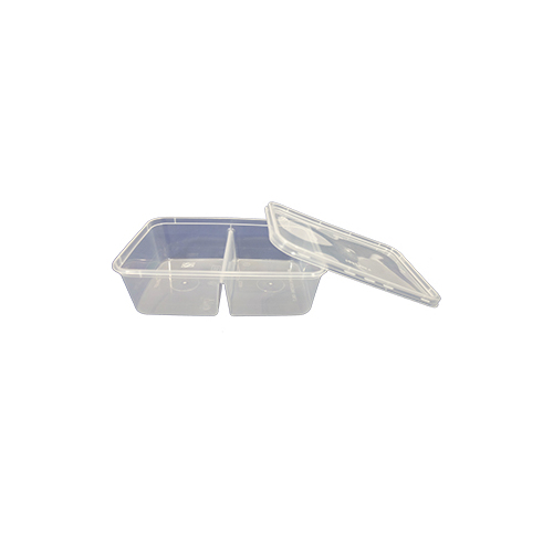 800ml Takeaway Container Rectangle with Divider 50pcs With 50 Lids