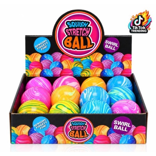 CTN 12 x Squishy Squeeze - Stress Ball Swirl - 7cm - Assorted Colours