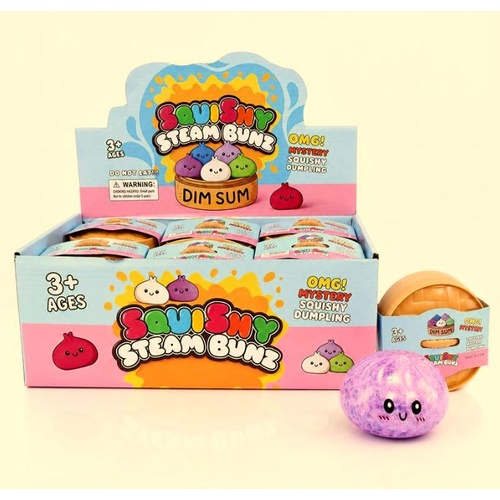CTN 12 x Dumpling Squishy Box Soft Glitter Dumplings Squeeze 