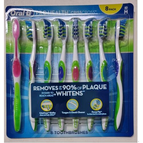Oral-B Pro-Health Cross Action Advanced Toothbrush,Medium - 8 pack