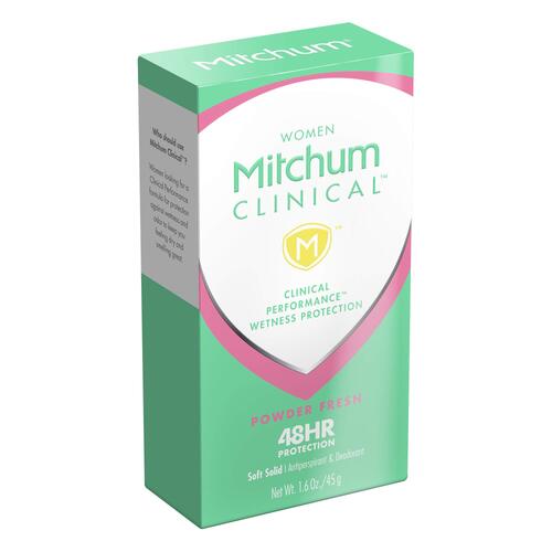 Mitchum Clinical Soft Solid Powder Fresh 48HR Protection 45g