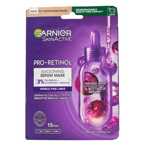 GARNIER 22g MASK SMOOTHING SERUM PRO RETINOL VEGAN FORMULA