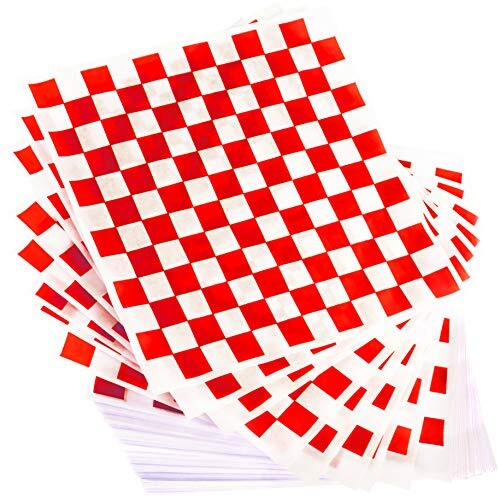 Greaseproof Gingham Checkered Papers for Restaurants Barbecues Picnics Parties - 190x310mm / 1000 Pcs (Red)