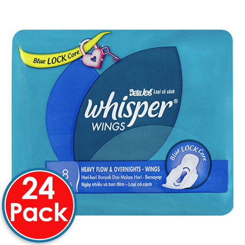 Whisper Wings Heavy Flow Pads 8PK x 24 (CTN)