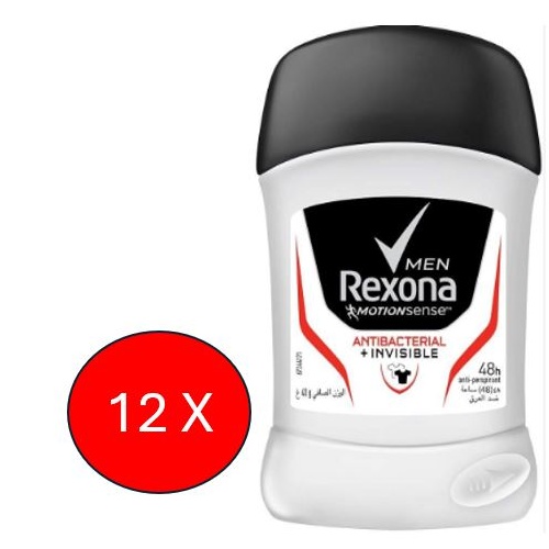 Rexona Anti-Perspirant Antibacterial + Invisible Deodorant Stick 48H 40g NO ALCOHOL x 12 (CTN)