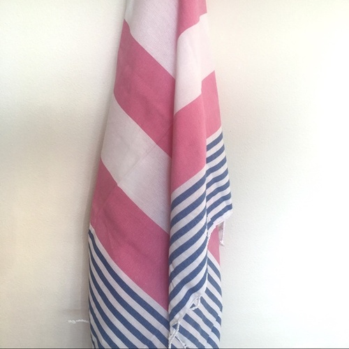100% Cotton Turkish Towels 100cm x 180cm - Red, White and Blue stripe