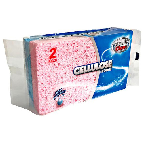 Aussie Clean Extra Absorbent Cellulose Sponge 2pk