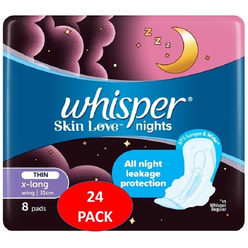 Whisper Skin love Night Thin Extra Long 31cm 8 Pads x 24
