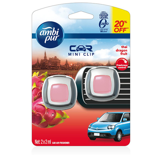 Ambi Pur Car Air Freshener Mini Clip Thai Dragon Fruit 2*2ml