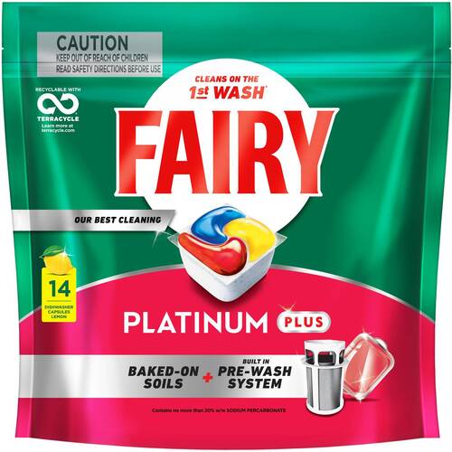 Fairy PK14 Platinum Plus Dishwasher Capsules Lemons