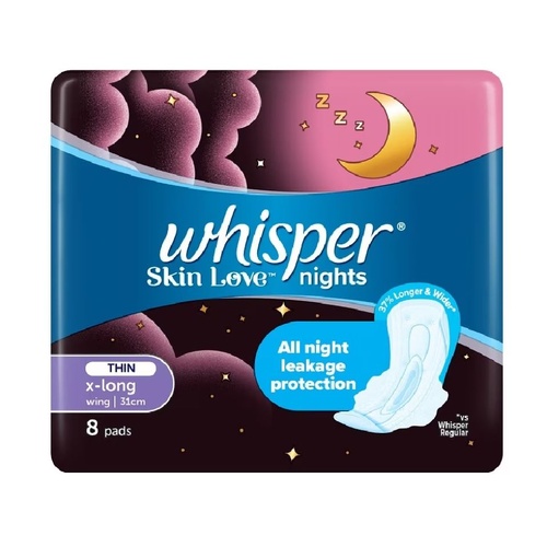 Whisper Skin love Night Thin Extra Long 31cm 8 Pads