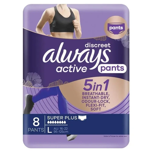 Always Discreet Active Pants Super Plus Large 95-125cm 8 Drop 8PK