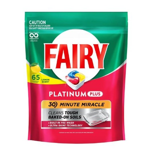 FAIRY DISHWASHER CAPSULES PLATINUM PLUS LEMON SCENT 65 PACK