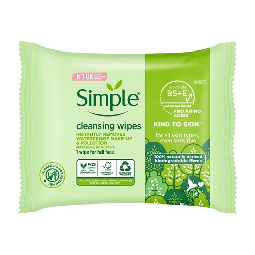 Simple Cleansing Facial Wipes 25PK