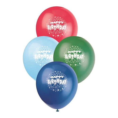 Printed Happy Birthday Balloons 6pk