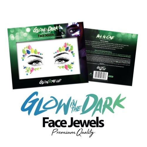 Glow In The Dark UV Face Jewels Rainbow Drops